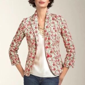 NWT Talbots Blazer 16W Jacket Grace Fit Floral Watercolor Rose cream pink red